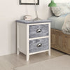 alt="Nightstand Grey and White 38x28x45 cm Paulownia Wood"