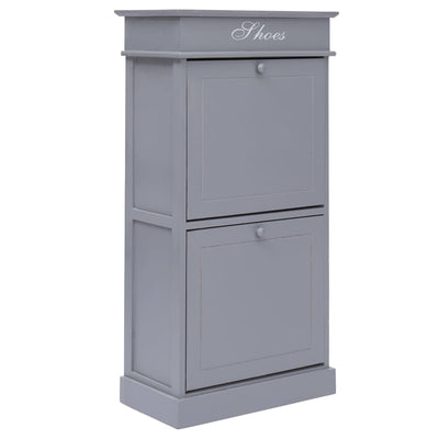 alt="Shoe Cabinet Grey 50x28x98 cm Paulownia Wood"