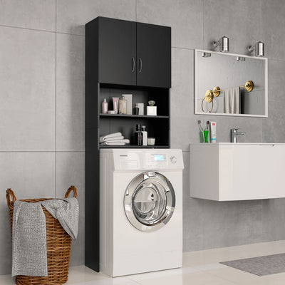 alt="Washing Machine Cabinet Black 64x25.5x190 cm Chipboard"