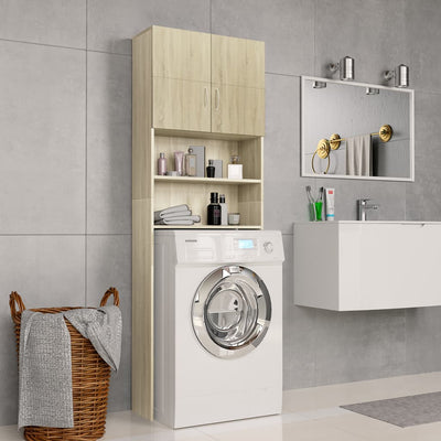 alt="Washing Machine Cabinet Sonoma Oak 64x25.5x190 cm Chipboard"