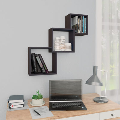 alt="Cube Wall Shelves High Gloss Grey 84.5x15x27 cm Chipboard"