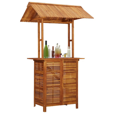 alt="Outdoor Bar Table with Rooftop 122x106x217 cm Solid Acacia Wood"