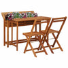 alt="Balcony Planter Table with 2 Bistro Chairs Solid Acacia Wood""
