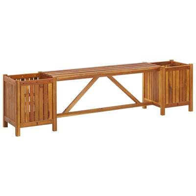 alt="Garden Bench with 2 Planters 150x30x40 cm Solid Acacia Wood"