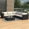 alt="6 Piece Garden Lounge Set with Cushions Poly Rattan Black"