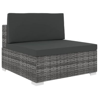 alt="Sectional Middle Seat 1 pc with Cushions Poly Rattan Grey"