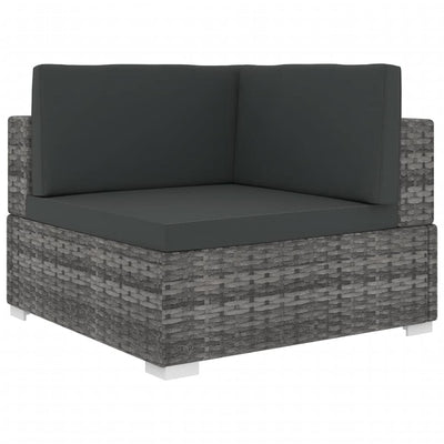 alt="Sectional Corner Chair 1 pc with Cushions Poly Rattan Grey"