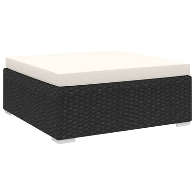 alt="Sectional Footrest 1 pc with Cushion Poly Rattan Black"