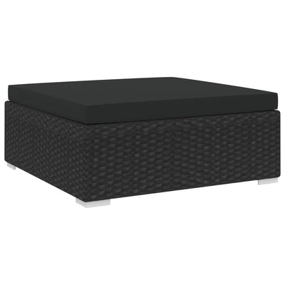 alt="Sectional Footrest 1 pc with Cushion Poly Rattan Black"