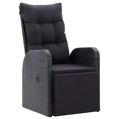 alt="Reclining Garden Chair with Cushion Poly Rattan Black"