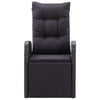 Reclining Garden Chair with Cushion Poly Rattan Black