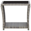 Coffee Table Grey 45x45x40 cm Poly Rattan and Glass