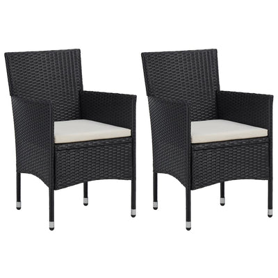 alt="Garden Dining Chairs 2pcs Poly Rattan Black""