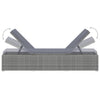 Sun Lounger with Cushion Poly Rattan Grey