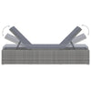Sun Lounger with Cushion and Tea Table Poly Rattan Grey