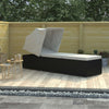alt="Sun Lounger with Canopy and Cushion Poly Rattan Cream White""
