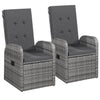 alt="Reclining Garden Chairs 2 pcs with Cushions Poly Rattan Grey"
