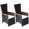 alt="Reclining Garden Chairs 2 pcs with Cushions Poly Rattan Black"