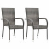 alt="Stackable Outdoor Chairs 2 pcs Grey Poly Rattan"