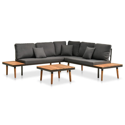 alt="4 Piece Garden Lounge Set with Cushions Solid Acacia Wood"