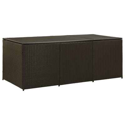 alt="Garden Storage Box Poly Rattan 180x90x75 cm Brown"