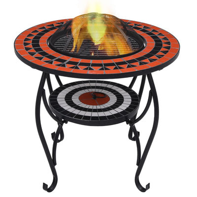 alt="Mosaic Fire Pit Table Terracotta and White 68 cm Ceramic"