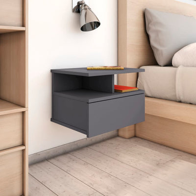 alt="Floating Nightstands 2 pcs Grey 40x31x27 cm Chipboard"