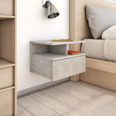 alt="Floating Nightstands 2 pcs Concrete Grey 40x31x27 cm Chipboard"
