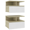 Floating Nightstands 2 pcs White and Sonoma Oak 40x31x27 cm Chipboard