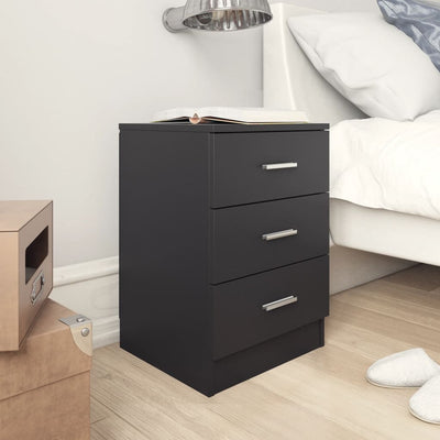 alt="Bedside Cabinets 2 pcs Black 38x35x56 cm Chipboard"