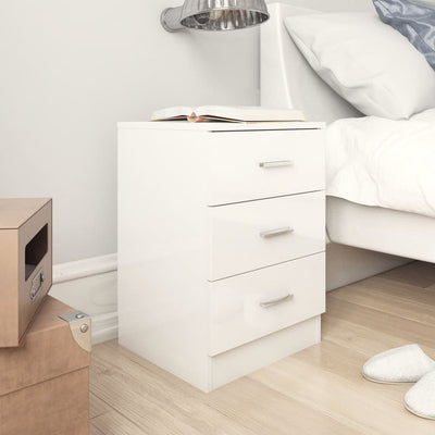 alt="Bedside Cabinets 2 pcs High Gloss White 38x35x56 cm Chipboard"