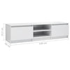 TV Cabinet High Gloss White 140x40x35.5 cm Chipboard