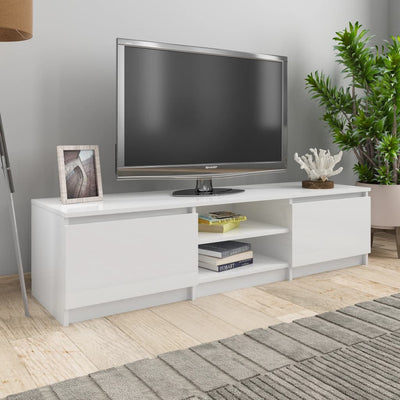 alt="TV Cabinet High Gloss White 140x40x35.5 cm Chipboard"