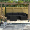 alt="5 Piece Garden Lounge Set with Cushions Poly Rattan Black"