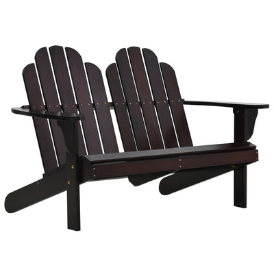 alt="Double Adirondack Chair Wood Brown"