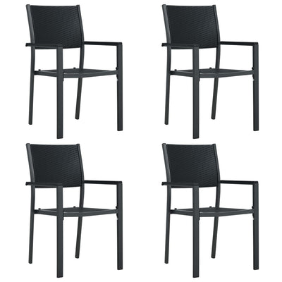 alt="Garden Chairs 4 pcs Black Plastic Rattan Look""