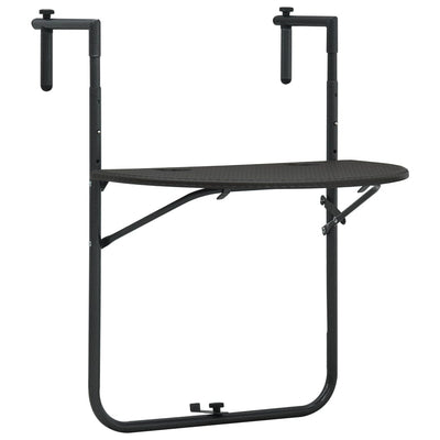 alt="Hanging Balcony Table Brown 60x64x83.5 cm Plastic Rattan Look"