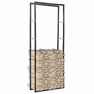 alt="Firewood Rack Black 80x25x200 cm Steel"