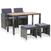 alt="5 Piece Outdoor Dining Set Poly Rattan and Acacia Wood Anthracite"