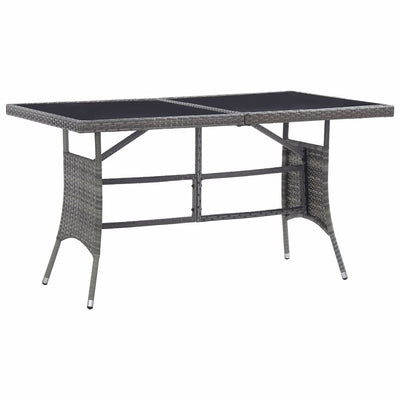 alt="Garden Table Grey 140x80x74 cm Poly Rattan"