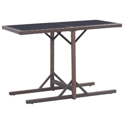 alt="Garden Table Brown 110x53x72 cm and Poly Rattan"