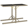 alt="Garden Table Beige 110x53x72 cm Glass and Poly Rattan"