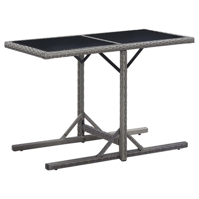 alt="Garden Table Anthracite 110x53x72 cm Glass and Poly Rattan"