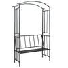alt="Garden Arch with Bench Black 128x50x207 cm Iron"