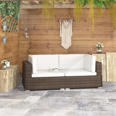 alt="Sectional Corner Chairs 2 pcs with Cushions Poly Rattan Brown"