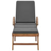 Sun Lounger with Cushion Solid Teak Wood Dark Grey