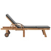 Sun Lounger with Cushion Solid Teak Wood Dark Grey