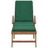 Sun Lounger with Cushion Solid Teak Wood Green