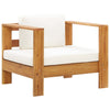 alt="Garden Chair with Cushion Cream Solid Acacia Wood""
