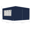 Professional Party Tent with Side Walls 4x4 m Blue 90 g/m²